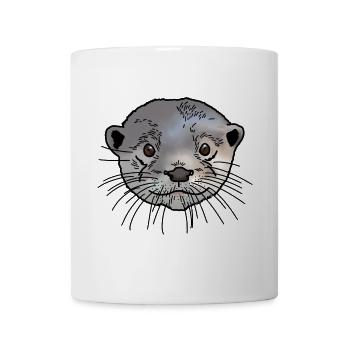 Tête de loutres colorée - Mug blanc - blanc - Devant