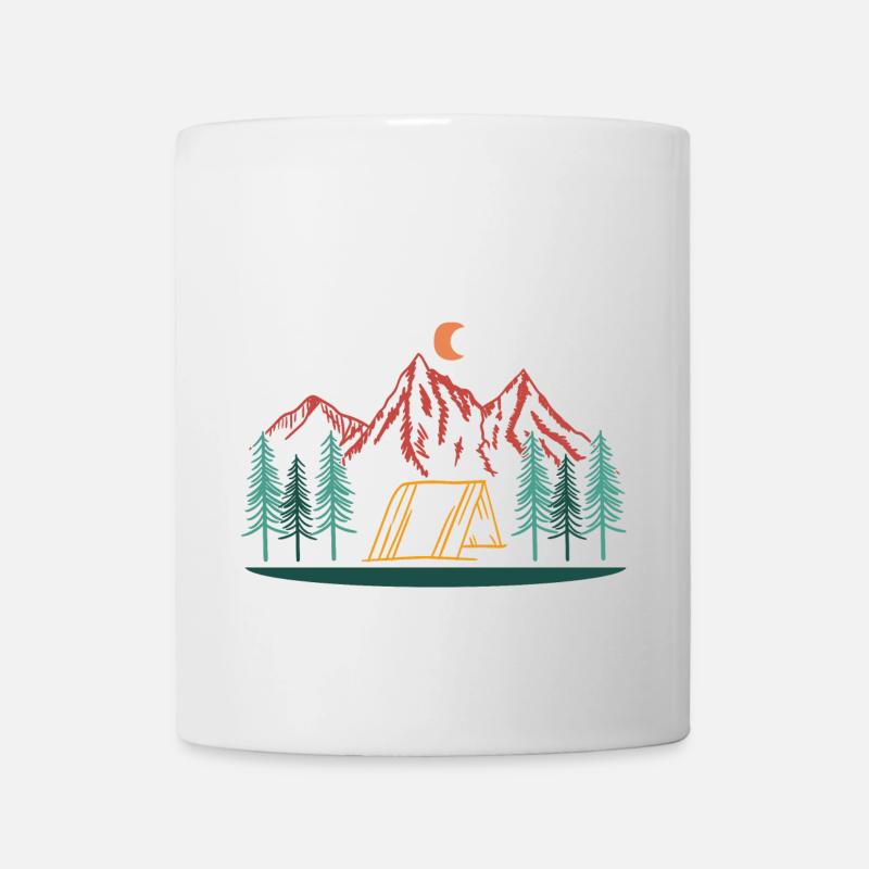 Camping Mountains Night Tent Nature Outdoor Adventure - Mug - white
