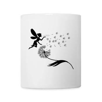 Schmetterlingdesign Pusteblumen Wiese Herzen Feen - Tasse - Weiß - Vorne
