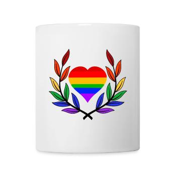 Lorbeerkranz Gay Pride Herz Regenbogenfahne LGBT - Tasse - Weiß - Vorne