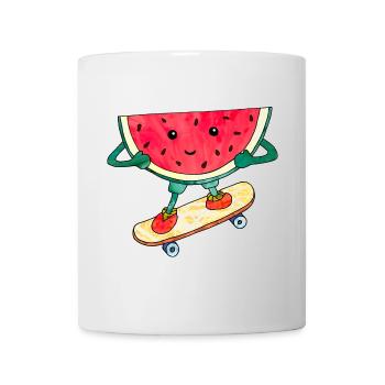 Skater Melon skateboard douce illustration cool - Mug blanc - blanc - Devant