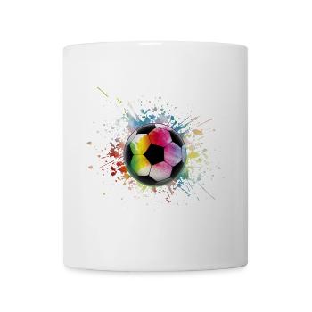 Fußball Regenbogen Bunter Ball - Tasse - Weiß - Vorne