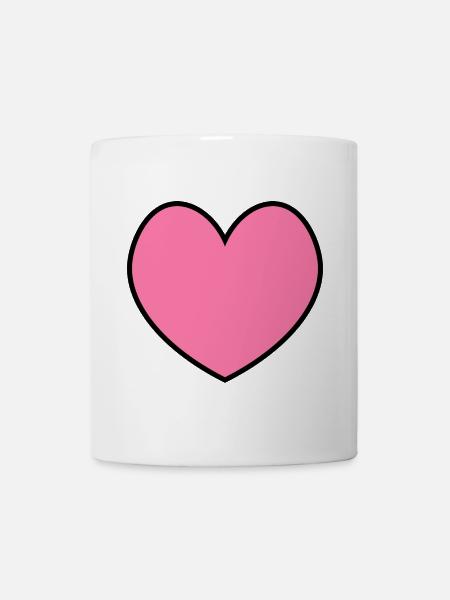 Herz rosa black outline - Tasse - Weiß