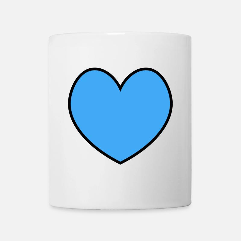 Herz blau black outline - Tasse - Weiß