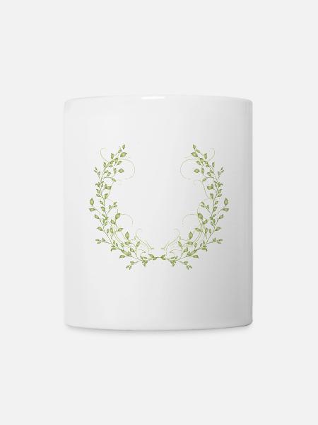 zart leuchtend grüne Zweige mit feinen Linien - Tasse - Weiß