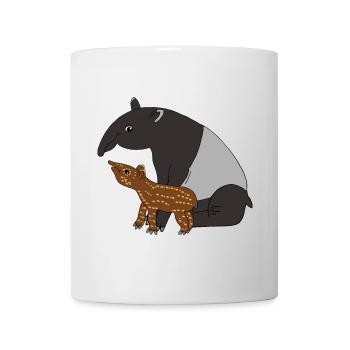 Tapir Familie Mutter Kind Baby Geschenk - Tasse - Weiß - Vorne