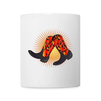 extravagante Westernstiefel mit Flammen Muster - Tasse - Weiß - Vorne