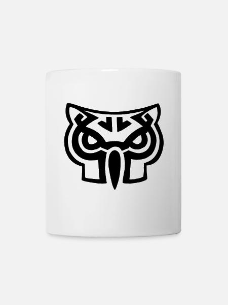 Schwarzer Eulenkopf - Tasse - Weiß