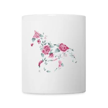Pferd Reiten Rosen Pferde Aquarell Geschenk - Tasse - Weiß - Vorne