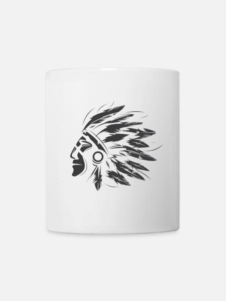 Indianer Symbol Logo icon Kopf Portrait Grafik - Tasse - Weiß
