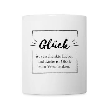Glück ist verschenkte Liebe | in Rahmen - Tasse - Weiß - Vorne