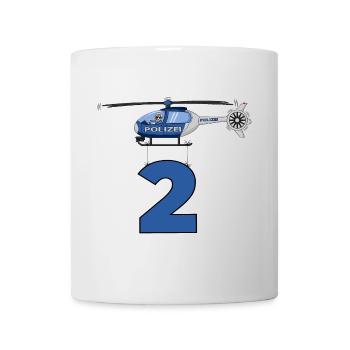 Polizei Hubschrauber 2. Geburtstag - Tasse - Weiß - Vorne