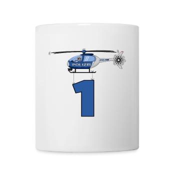 Polizei Hubschrauber 1. Geburtstag - Tasse - Weiß - Vorne