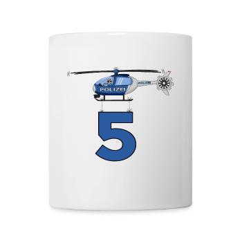 Polizei Hubschrauber 5. Geburtstag - Tasse - Weiß - Vorne