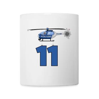 Polizei Hubschrauber 11. Geburtstag - Tasse - Weiß - Vorne
