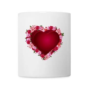 Cœur de roses rouges de la Saint-Valentin pour les amoureux - Mug blanc - blanc - Devant