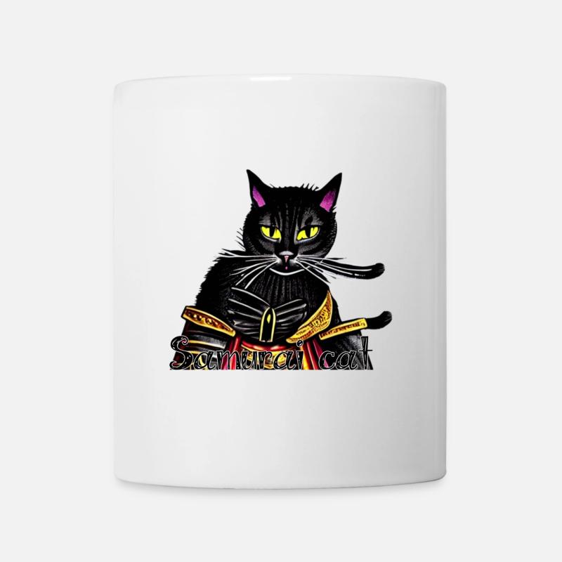 Samurai cat with gold armor - Mug - white