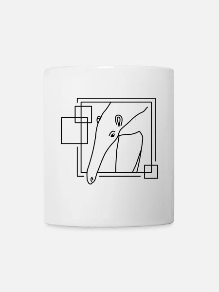 Ameisenbär in geometrischer Form - Line-Art-Design - Tasse - Weiß