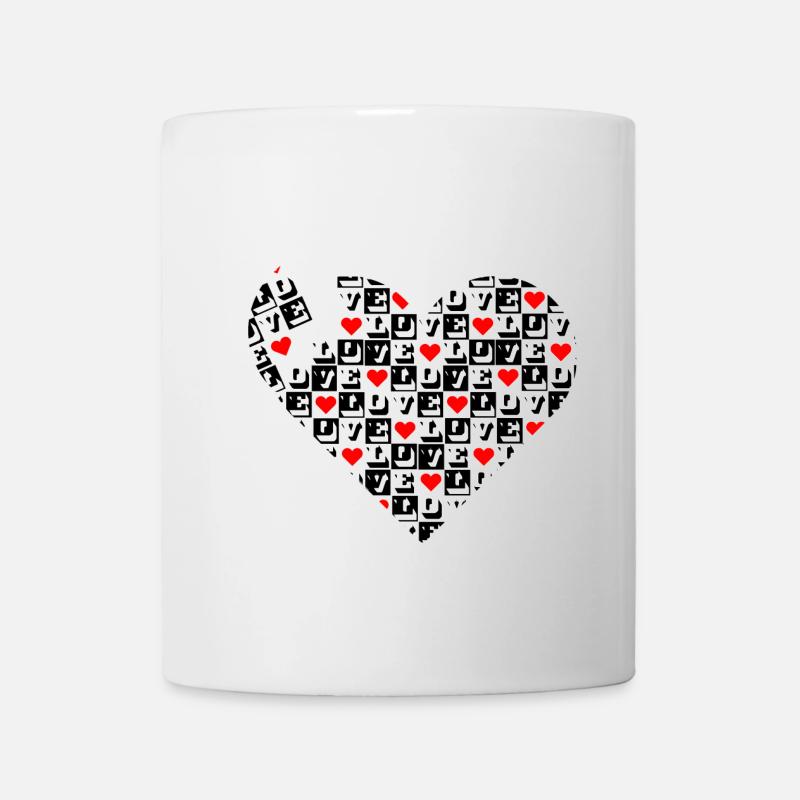 Heart Love Block Black Red - Mug - white