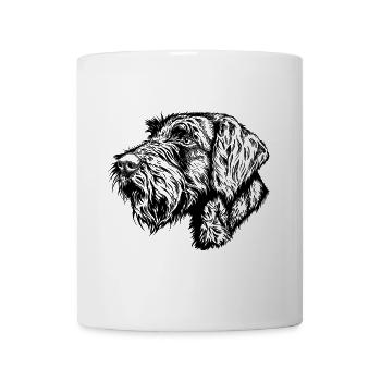 Drahthaar-Portrait - Tasse - Weiß - Vorne