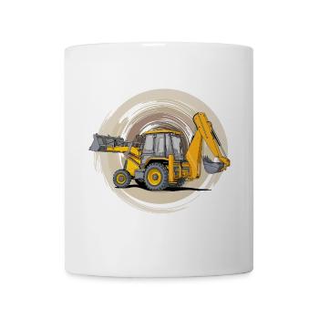 Traktor mit Ladeschaufel und Bagger Anbau - Tasse - Weiß - Vorne