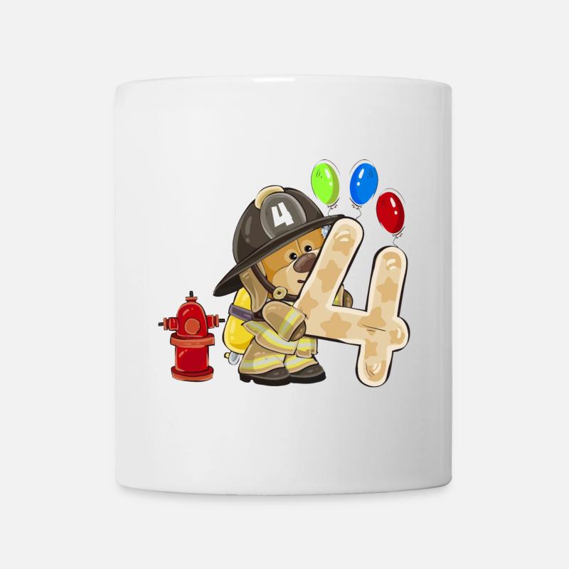 Pompiers chien quatre ballon célébration 4 ans - Mug blanc - blanc