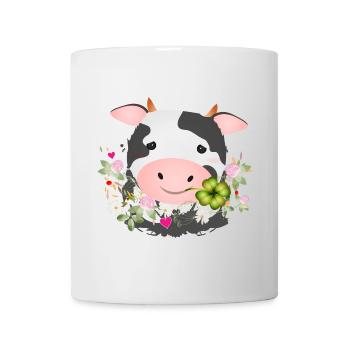 cute cow with shamrock for farm fans - Mug - white - Front