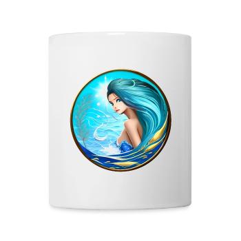 Sirène femme aux cheveux bleus bleu turquoise - Mug blanc - blanc - Devant