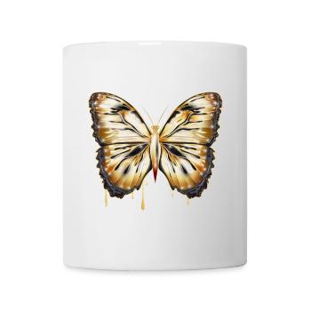 hand-drawn gold shiny butterfly - Mug - white - Front
