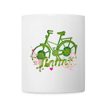grünes Fahrrad mit ganz viel Liebe gestaltet - Tasse - Weiß - Vorne