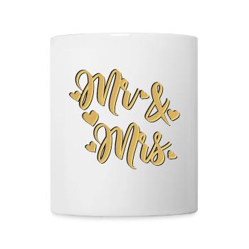 Mr And Mrs relief black gold to customize - Mug - white - Front