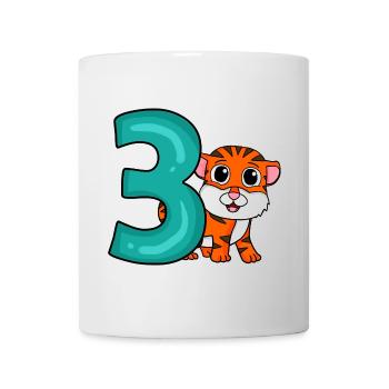 3 anniversaire 3 ans avec motif animal - trois - Mug blanc - blanc - Devant