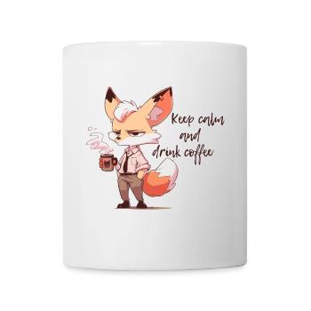 Keep Calm and Drink Coffee Fuchs Motiv - Tasse - Weiß - Vorne