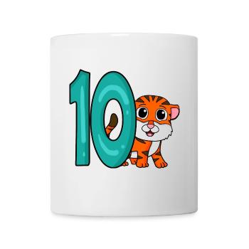 10th Birthday Motif Tiger - ten years - Mug - white - Front