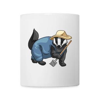 Dachs Landwirt Harke Bauernhof - Tasse - Weiß - Vorne