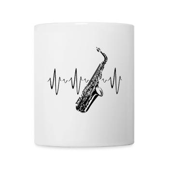 Saxophon Herzschlag Symbol Illustration icon Logo - Tasse - Weiß - Vorne
