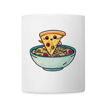 Pizza dansante dans les pâtes : Le kawaii - Mug blanc - blanc - Devant