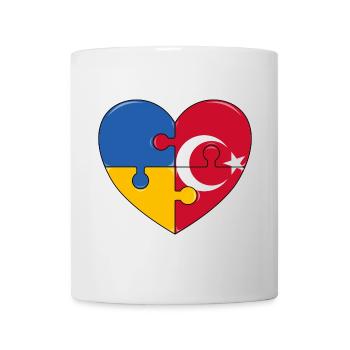 Puzzle du drapeau de l’Ukraine et de la Turquie - Mug blanc - blanc - Devant