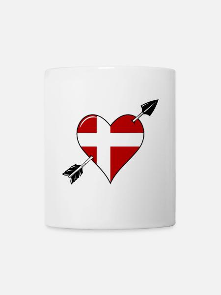 Dänemark Flagge Herz verliebt - Kop/krus - hvid