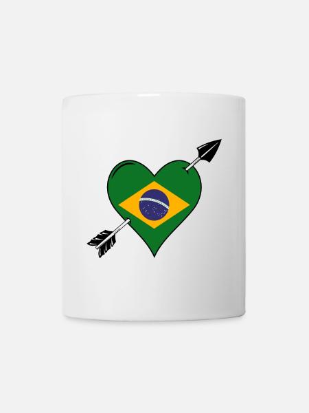 Brésil drapeau coeur amoureux - Mug blanc - blanc