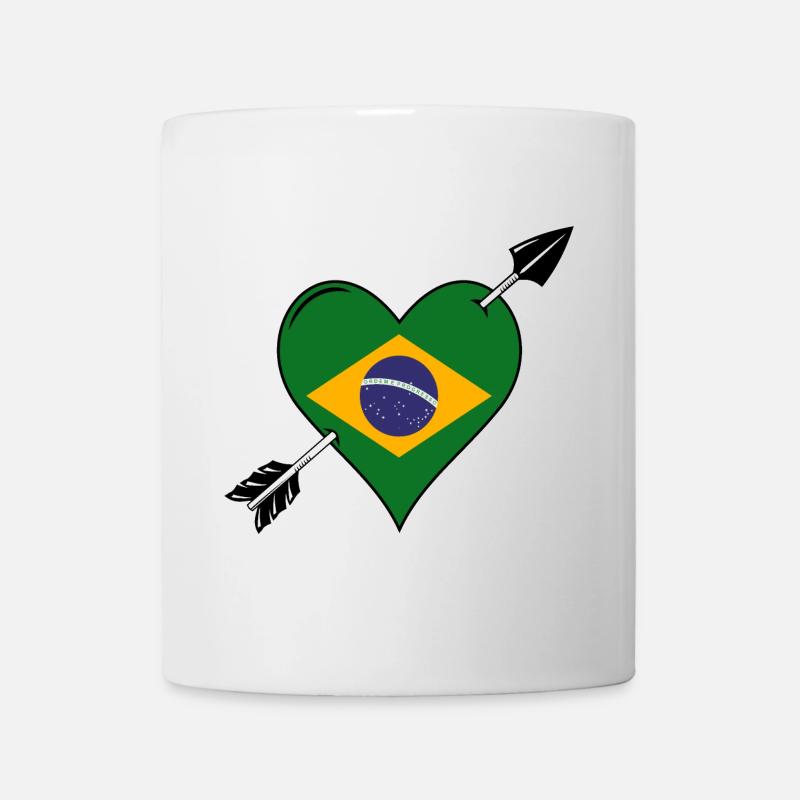 Brésil drapeau coeur amoureux - Mug blanc - blanc