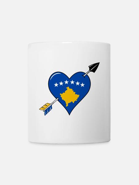 Kosovo Flagge Herz Liebe - Tasse - Weiß