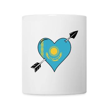 Kazakhstan drapeau coeur amour - Mug blanc - blanc - Devant