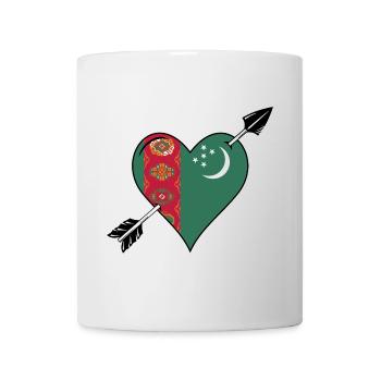 Türkmenistan Flagge Herz Liebe - Tasse - Weiß - Vorne