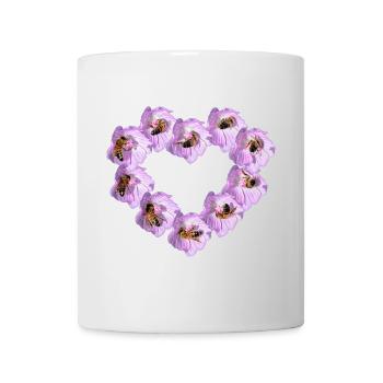 Ein Herz für Bienen - Blütenkunst Geschenk Garten - Tasse - Weiß - Vorne