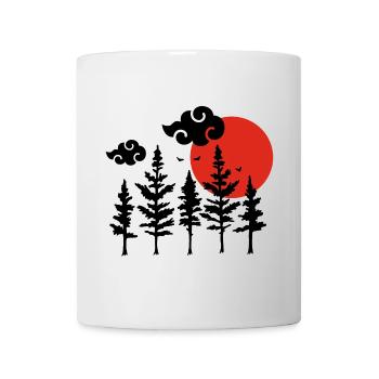Black trees and red sun - Mug - white - Front