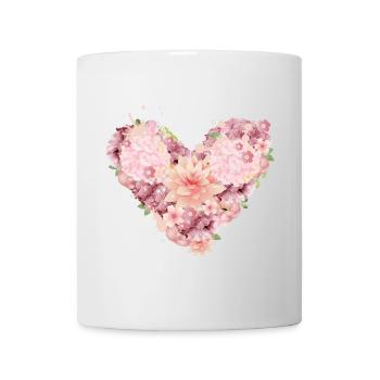 belle composition de coeur de fleurs roses - Mug blanc - blanc - Devant