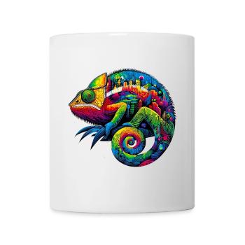 Caméléon urbain avec des motifs d’horizon de la ville - Mug blanc - blanc - Devant
