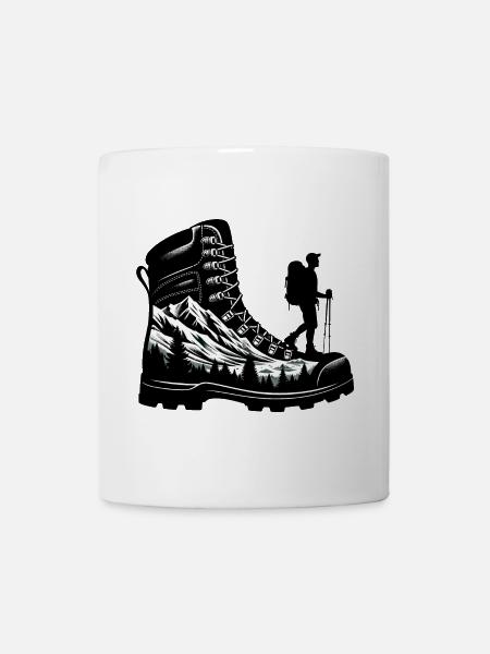 Drawing Hiker Bergwanderschuh - Tasse - Weiß