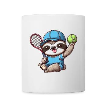 Niedliches Faultier als Tennisspieler - Lustiger - Tasse - Weiß - Vorne